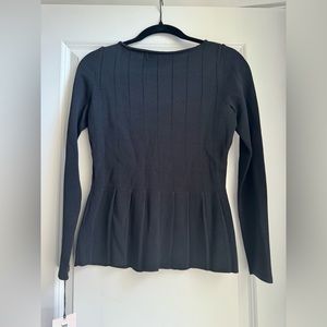 NWT Ivanka Trump Long Sleeve Peplum Black Blouse Size XS